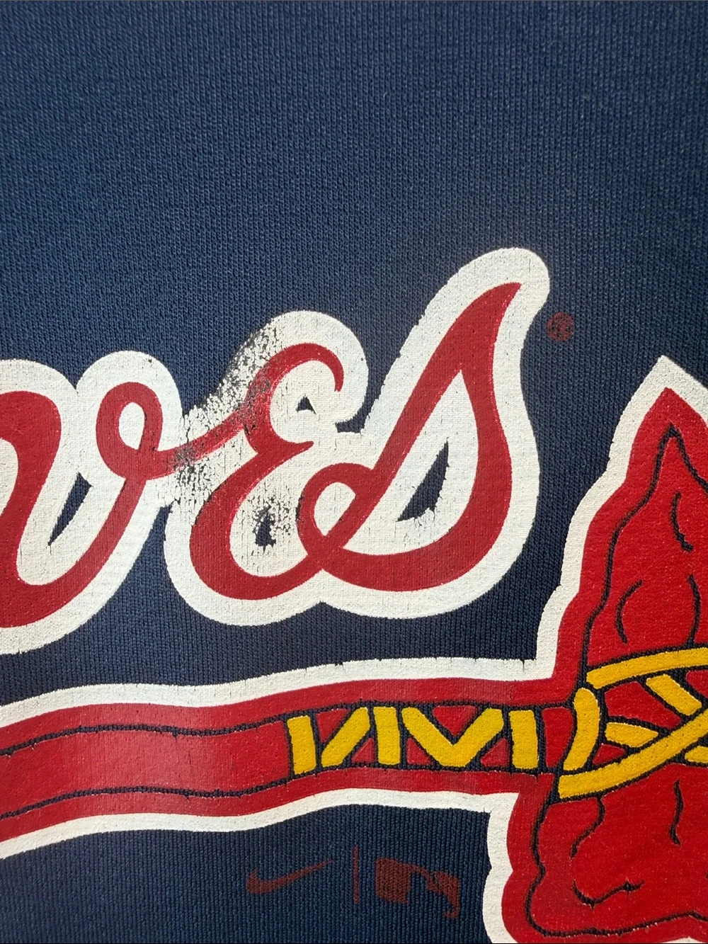 Nike Boys Navy Braves Graphic Short Sleeve Tee with Red Accents